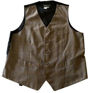 Successo by Phita Suit Vest Glen Plaid Windowpane Brown Tan 42 Preppy Academia